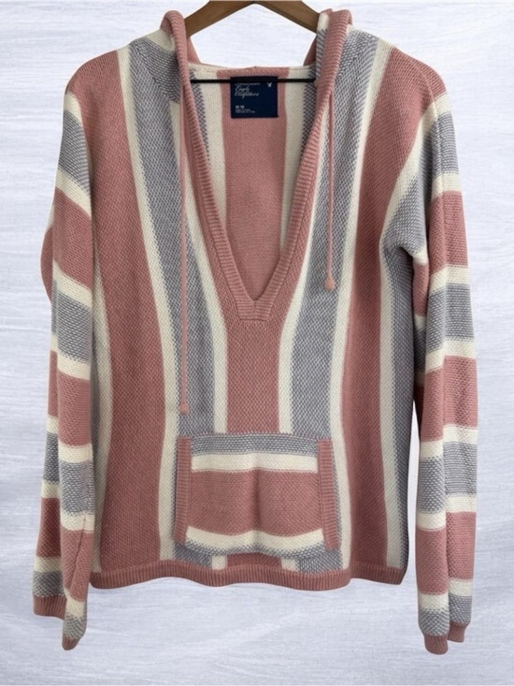 cute american eagle baja hoodie stripes xl